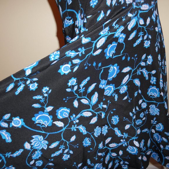 Rebecca Taylor Kyoto Silk Ruffle Floral Blue Cocktail A-line Summer Blue Dress 6 - Picture 7 of 11